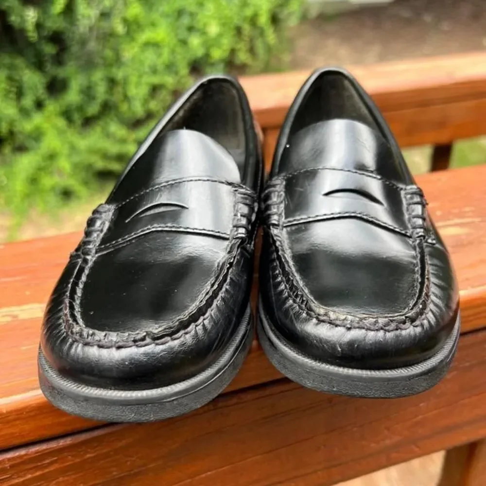 Sperry Colton Youth 1.5  Black Penny Loafers Dress School Shoes